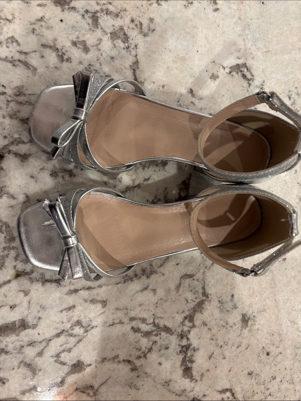 Girls silver heels size 1